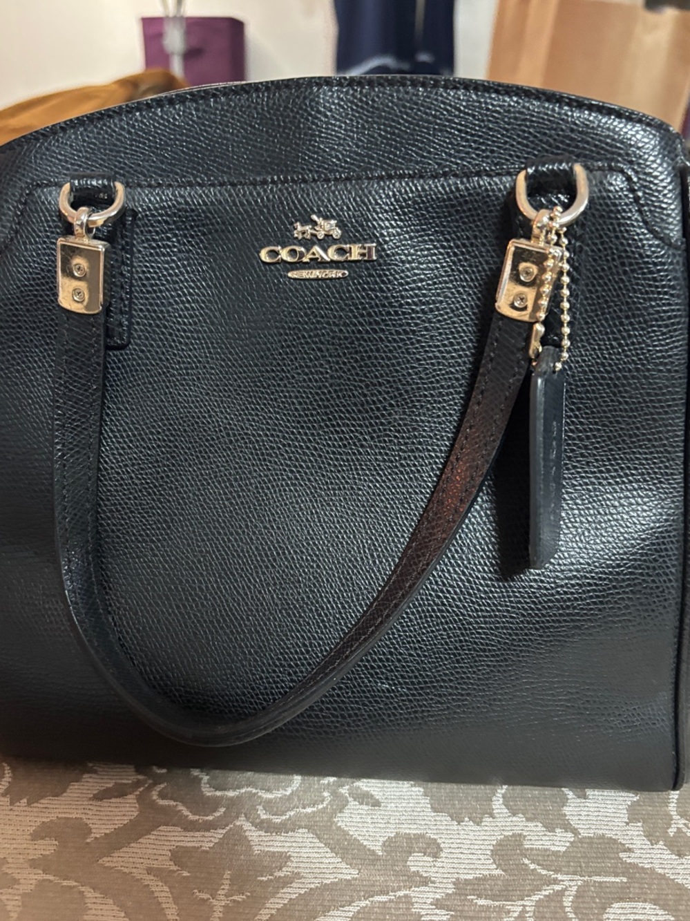 Coach Black Pebbled Leather Shoulder Bag with Gold Hardware
